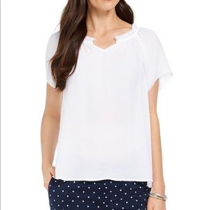 White HOT Petite Small white short ruffle flutter sleeve top Style & Co Size PP